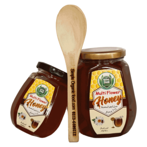 Multi-Flavour Honey in Jar with Wooden Spoon - Simple Organic Food
